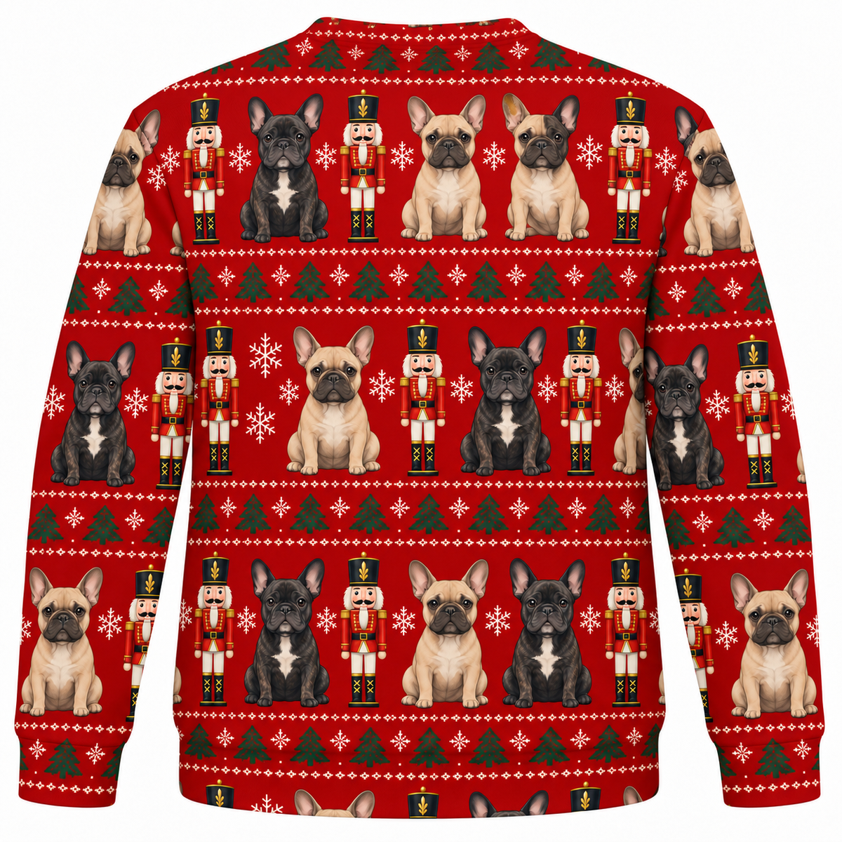 French Bulldog Nutcracker Christmas ugly sweater back view