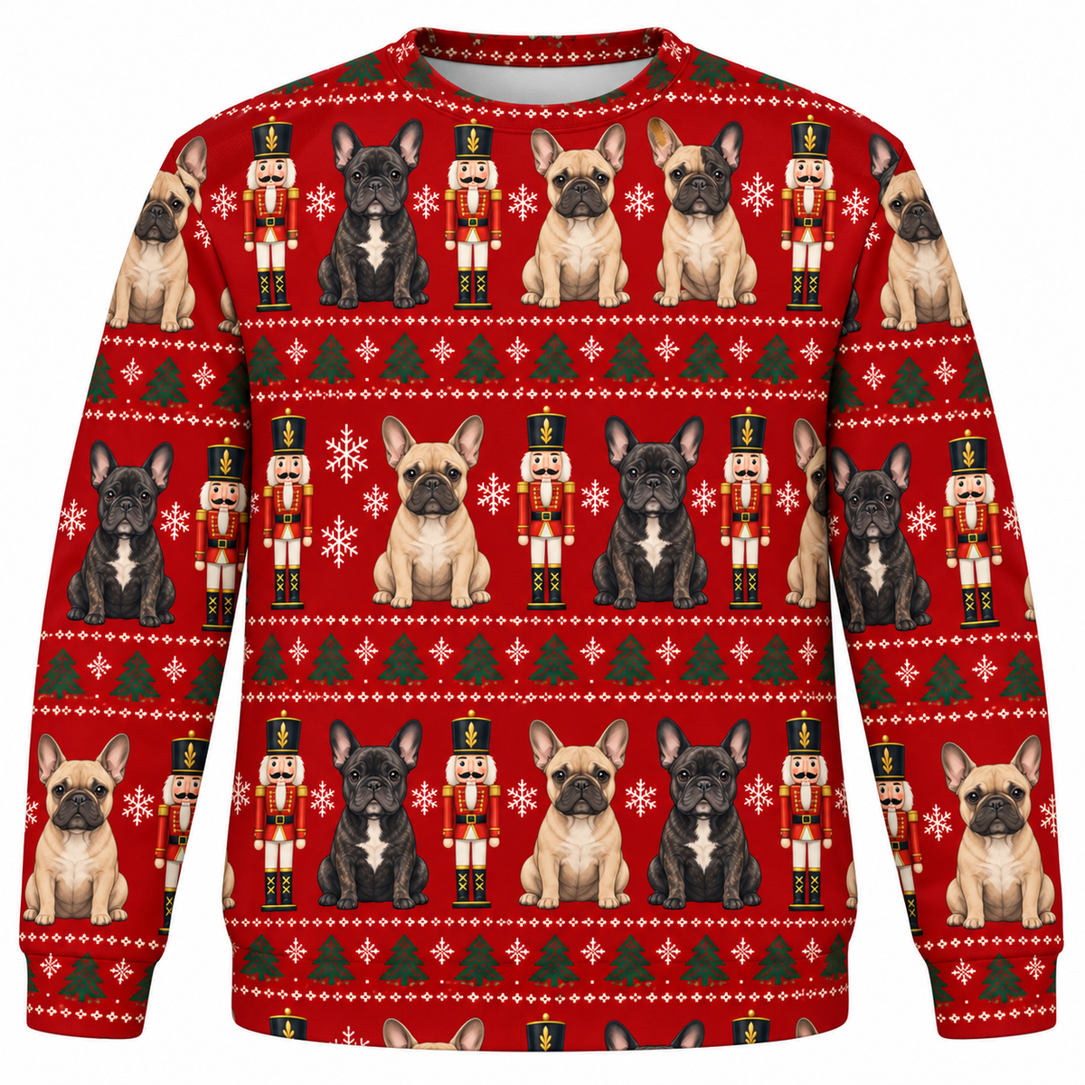 French Bulldog Nutcracker Christmas ugly sweater front view