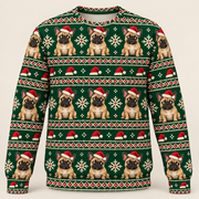 Front view French Bulldog Santa Christmas Ugly Sweater all over print