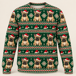 French Bulldog Santa Christmas All Over Print Ugly Sweater