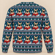 Back French Bulldog Sledding Christmas Ugly Sweater