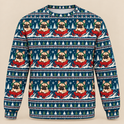 Front French Bulldog Sledding Christmas Ugly Sweater