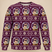 Front French Bulldog Snow Globe Christmas Ugly Sweater