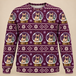 French Bulldog Snow Globe Christmas All Over Print Ugly Sweater