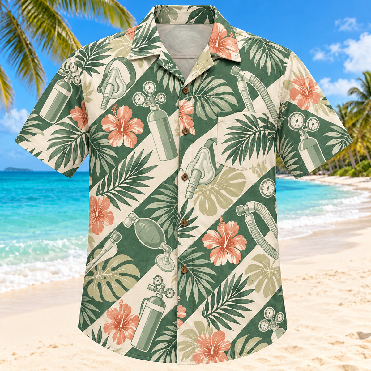 Gauge Palm Sage Respiratory Therapist Hawaiian Shirt