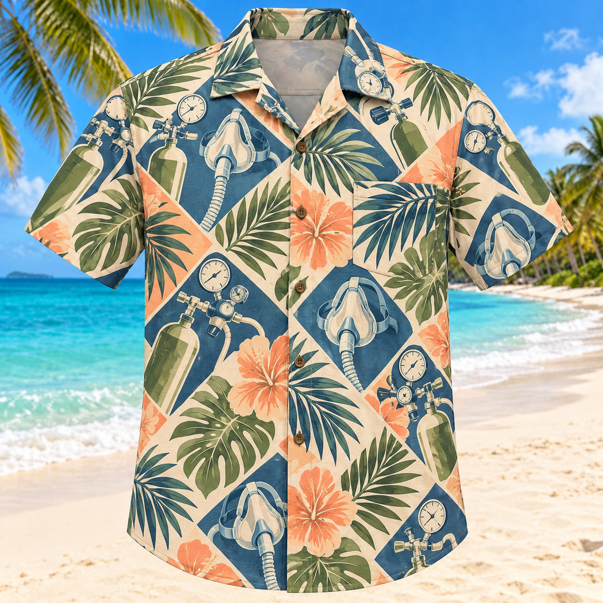 Gauge Palm Sunset Respiratory Therapist Hawaiian Shirt