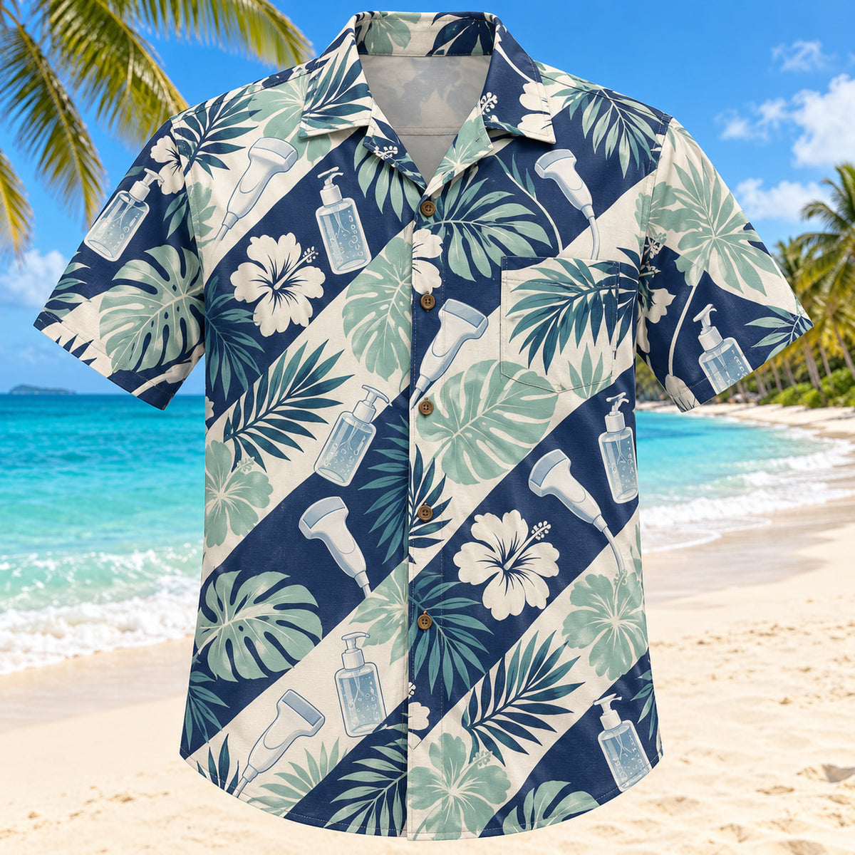 Gel And Garden Navy Cream Diagnostic Medical Sonographer Hawaiian Shirt