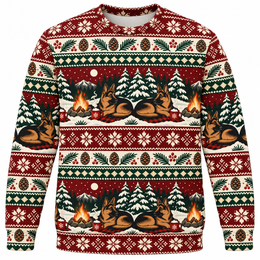 German Shepherd Christmas Campfire Ugly Sweater