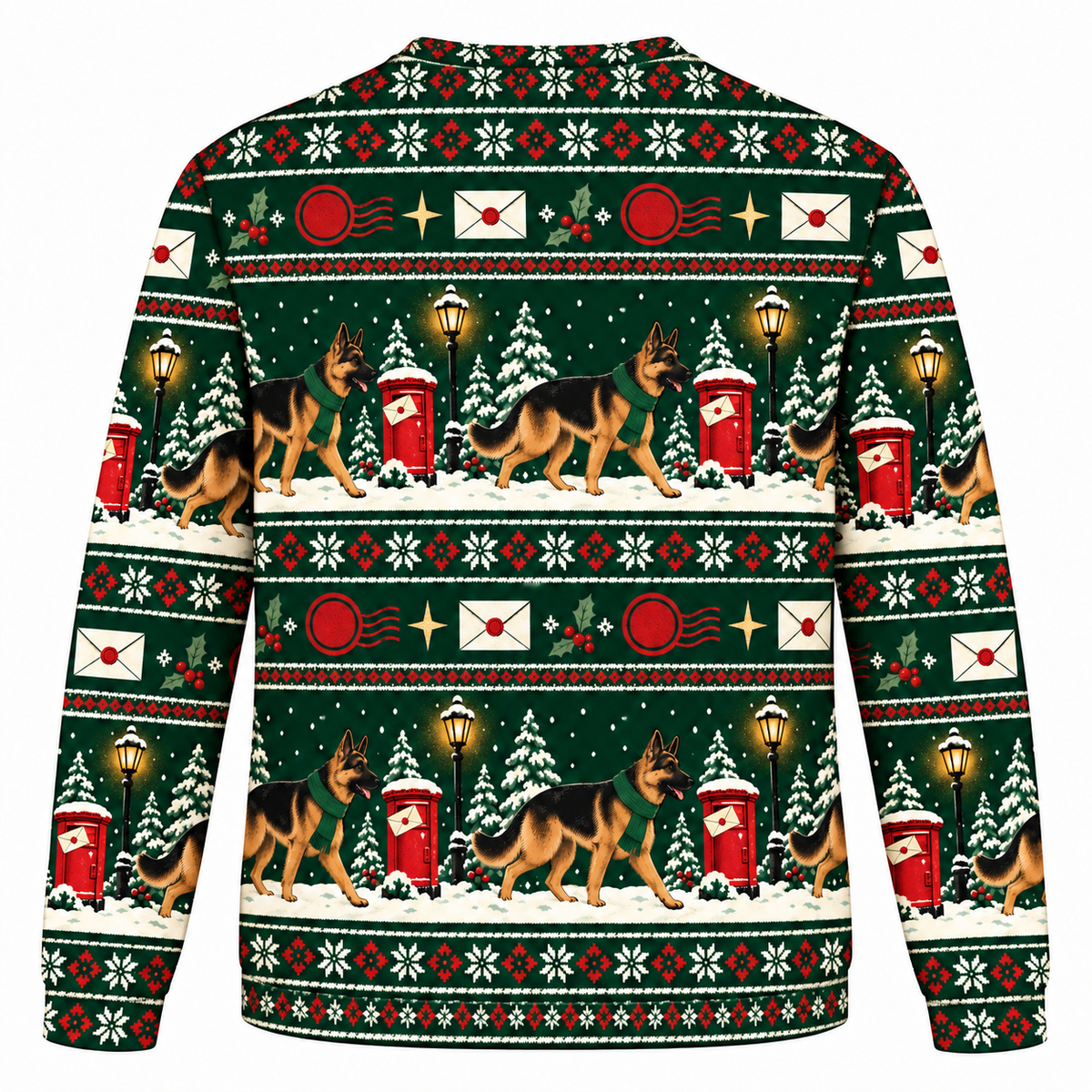 German Shepherd Christmas Mail Route All Over Print Ugly Sweater back