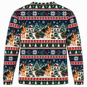 German Shepherd Christmas Tree Farm All Over Print Ugly Sweater back