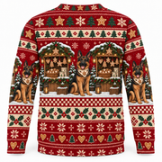 German Shepherd Gingerbread Market Ugly Sweater back view