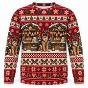 German Shepherd Gingerbread Market Ugly Sweater front view