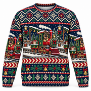 German Shepherd Holiday Train Ugly Sweater front view
