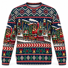 German Shepherd Holiday Train Ugly Sweater