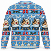German Shepherd Snow Globe Ugly Sweater back view