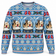 German Shepherd Snow Globe Ugly Sweater front view