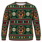 German Shepherd Winter Bells Ugly Sweater front