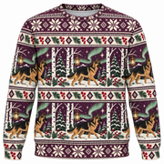 German Shepherd Winter Lantern All Over Print Ugly Sweater front