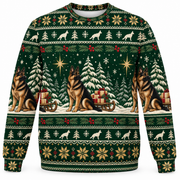 German Shepherd Winter Star Ugly Sweater front view