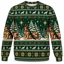 German Shepherd Winter Star Ugly Sweater