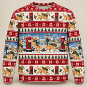 Golden Retriever Christmas Mail all-over-print sweater front view