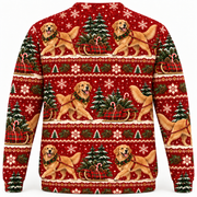 Golden Retriever Christmas Sled Ugly Sweater back
