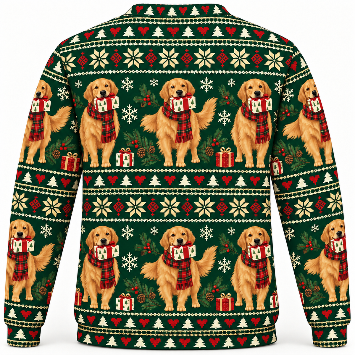 Golden Retriever Plaid Gift Christmas Ugly Sweater back