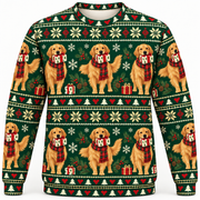 Golden Retriever Plaid Gift Christmas Ugly Sweater front