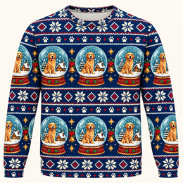 Golden Retriever Snow Globe All Over Print Sweater