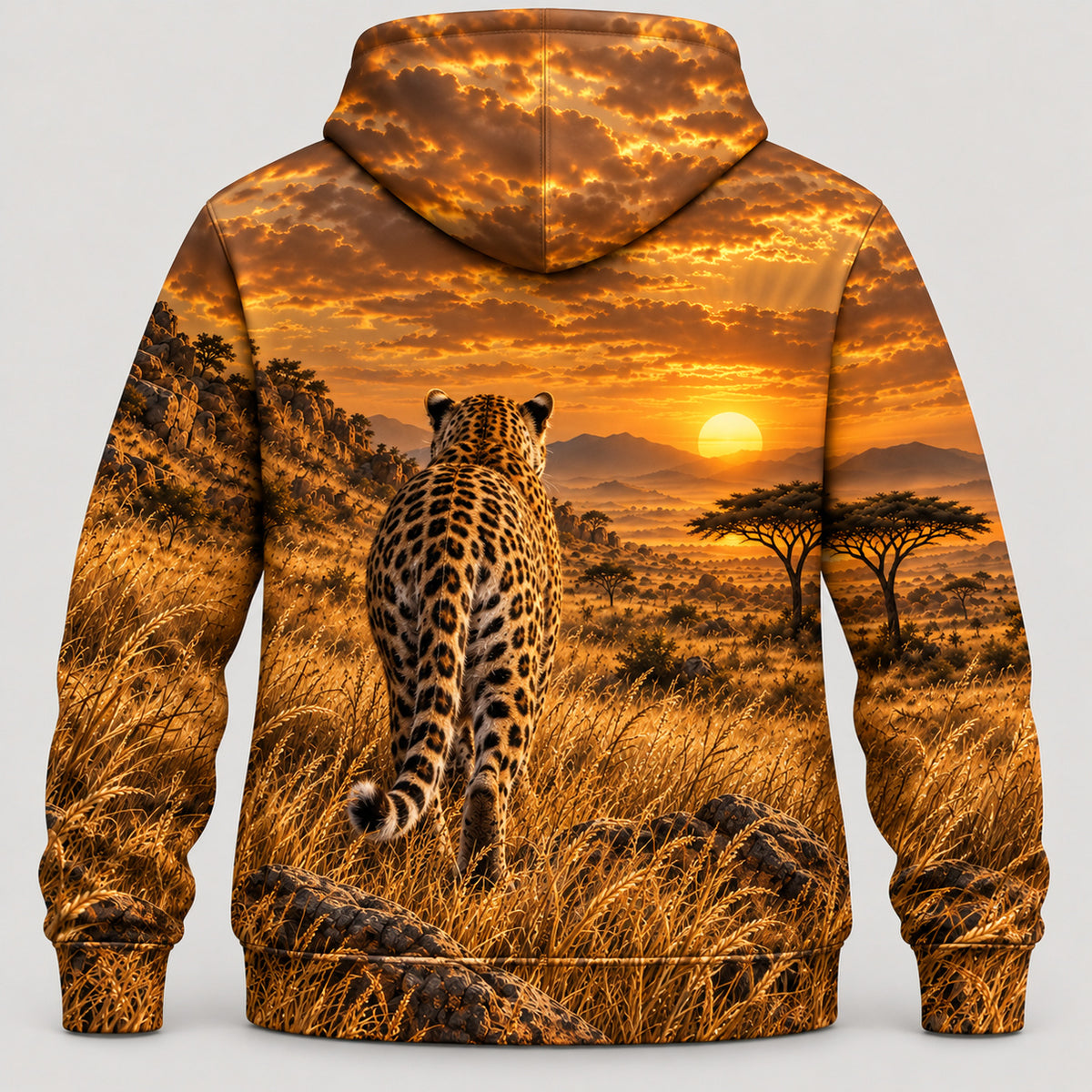 Golden Savanna Leopard hoodie back
