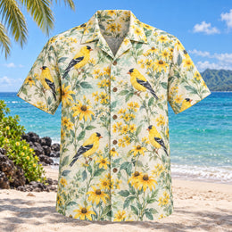 Goldfinch Meadow Birdwatching Hawaiian Shirt