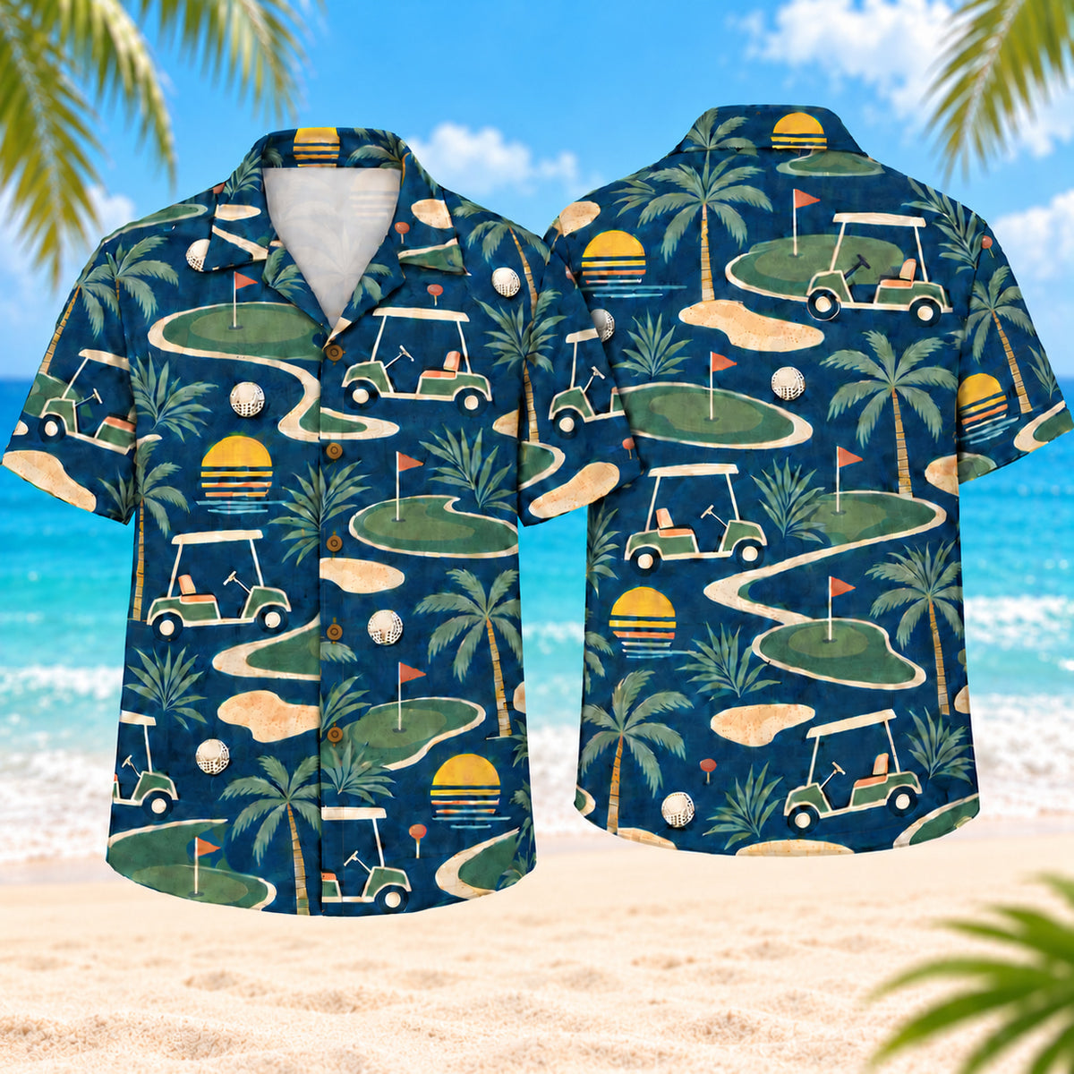 Retro Resort Golf Cart Hawaiian Shirt