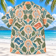 Back view of Goniometer Garden Sunset Physical Therapist Hawaiian Shirt on a Hawaiian beach with fine white sand