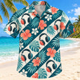 Headphone Bloom Teal Audiologist Hawaiian Shirt