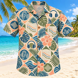 Hearing Wave Sunset Audiologist Hawaiian Shirt
