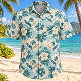 Helping Garden Aqua Sand Social Worker Hawaiian Shirt