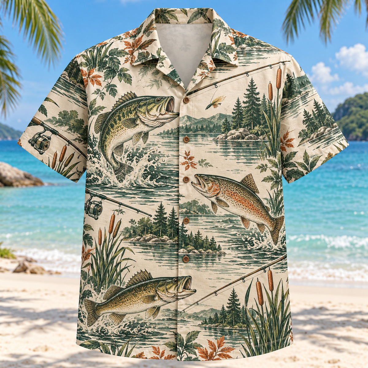 Heritage Trails Freshwater Fishing Hawaiian Shirt