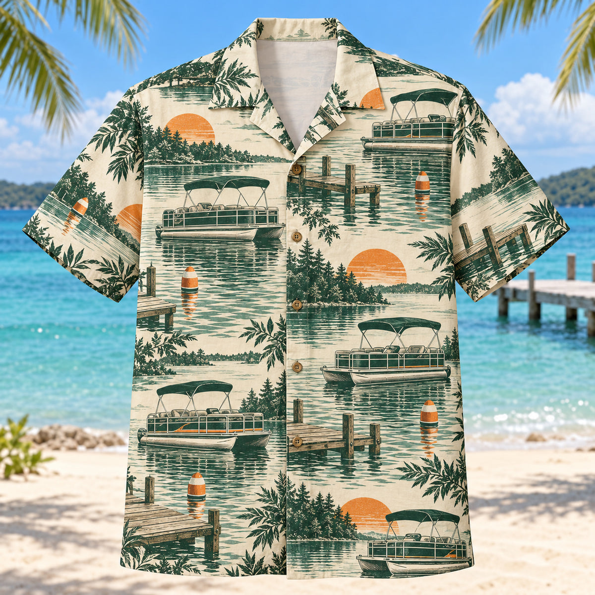 Heritage Trails Pontoon Boating Hawaiian Shirt