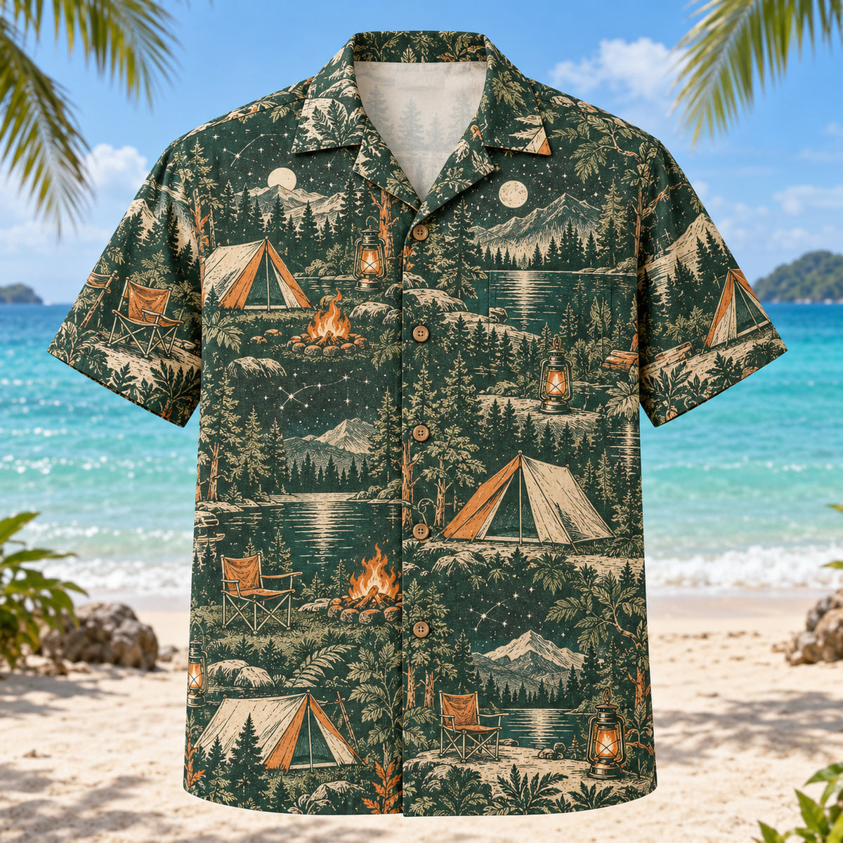 Heritage Trails Tent Camping Hawaiian Shirt