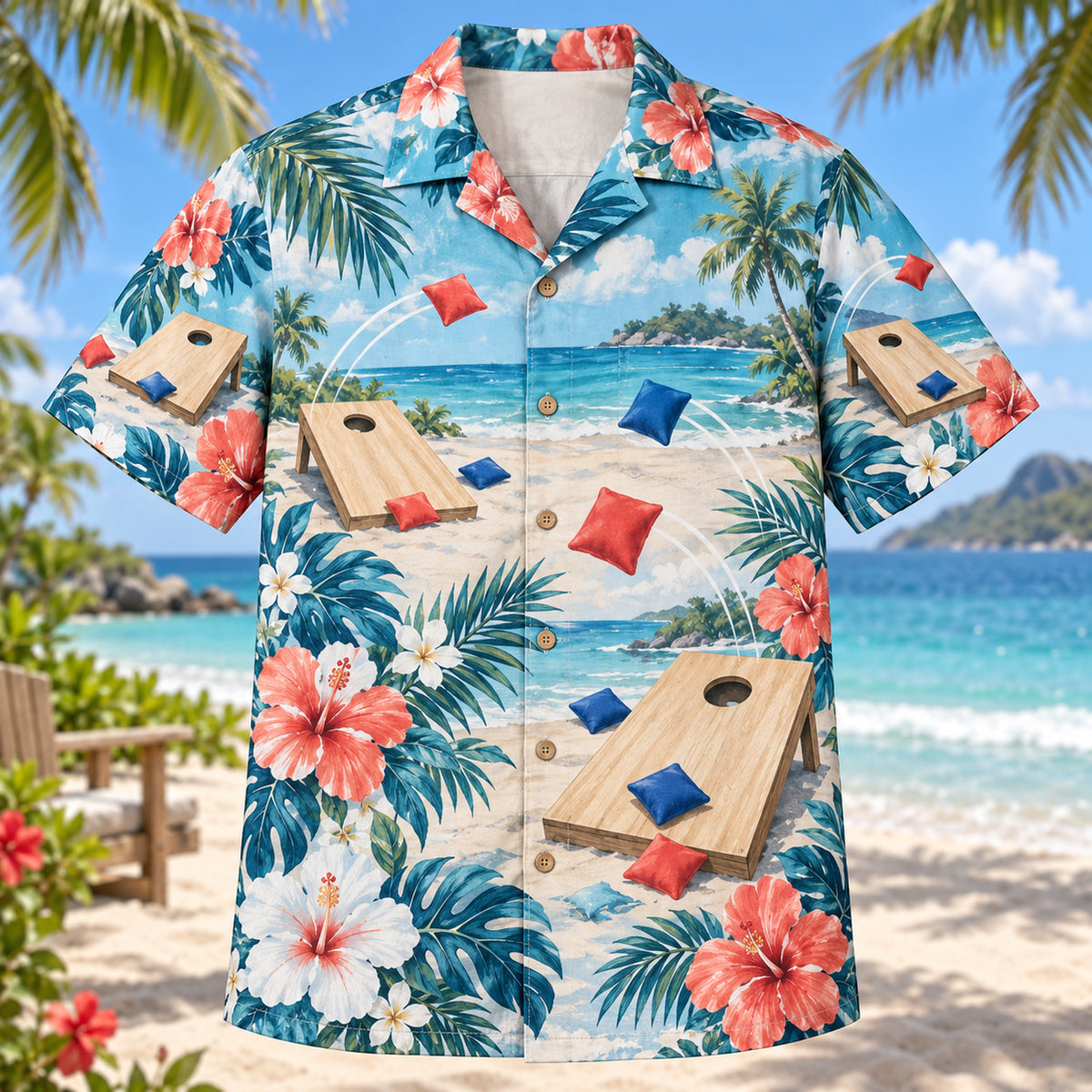 Hibiscus Cornhole Hawaiian Shirt