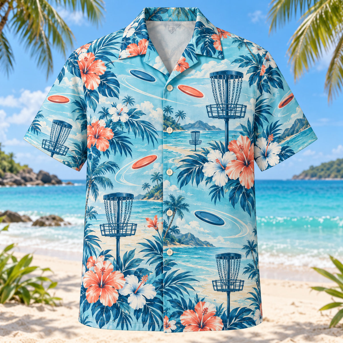 Hibiscus Disc Golf Hawaiian Shirt