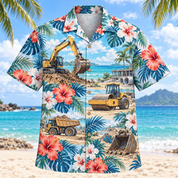 Hibiscus Heavy Equipment Operator Hawaiian Shirt