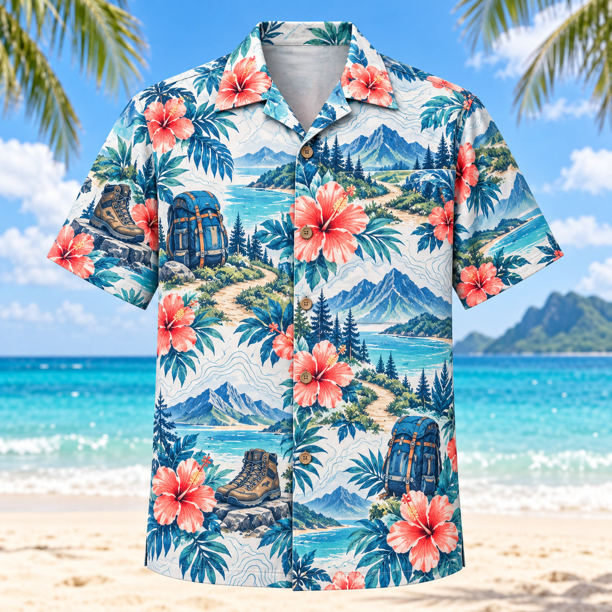 Hibiscus Hiking and Backpacking Hawaiian Shirt