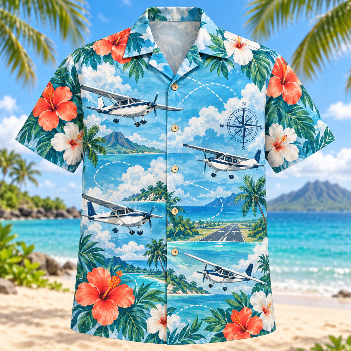 Hibiscus Pilot and Aviation Hawaiian Shirt