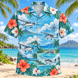 Hibiscus Pilot and Aviation Hawaiian Shirt