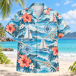 Hibiscus Sailing Hawaiian Shirt