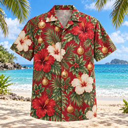 Holiday Hibiscus Christmas Hawaiian Shirt