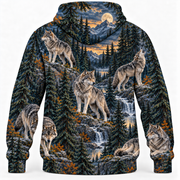 Wolf Northern Pines hoodie back all over print mockup