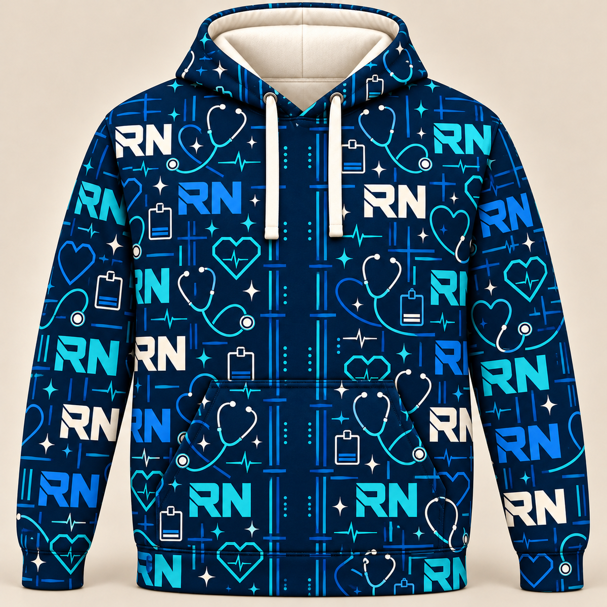 Registered Nurse RN Midnight Care Signals Hoodie front mockup