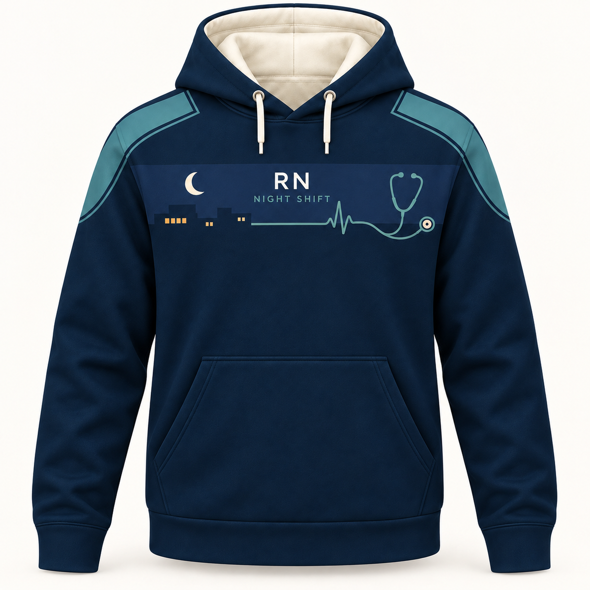 Registered Nurse Night Shift RN Moonlight Care Hoodie front mockup
